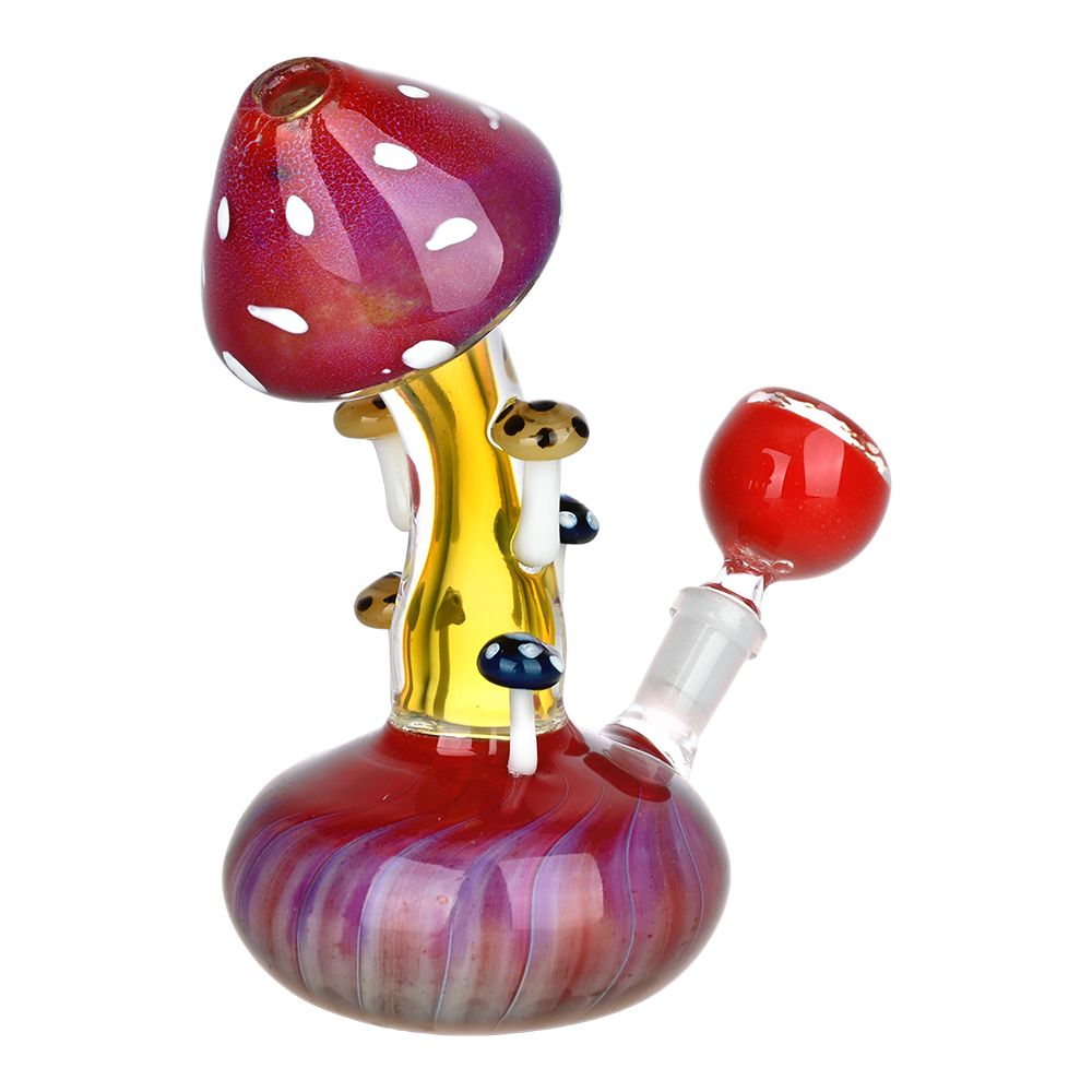 The High Culture Mushroom Collective Bent Neck Glass Water Pipe - 5.25" / 10mm F