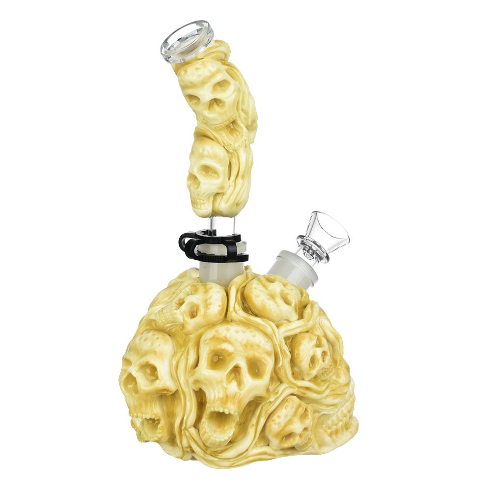 The High Culture Skull Pile Sugar Skull Glass Water Pipe - 9.5" / 19mm F
