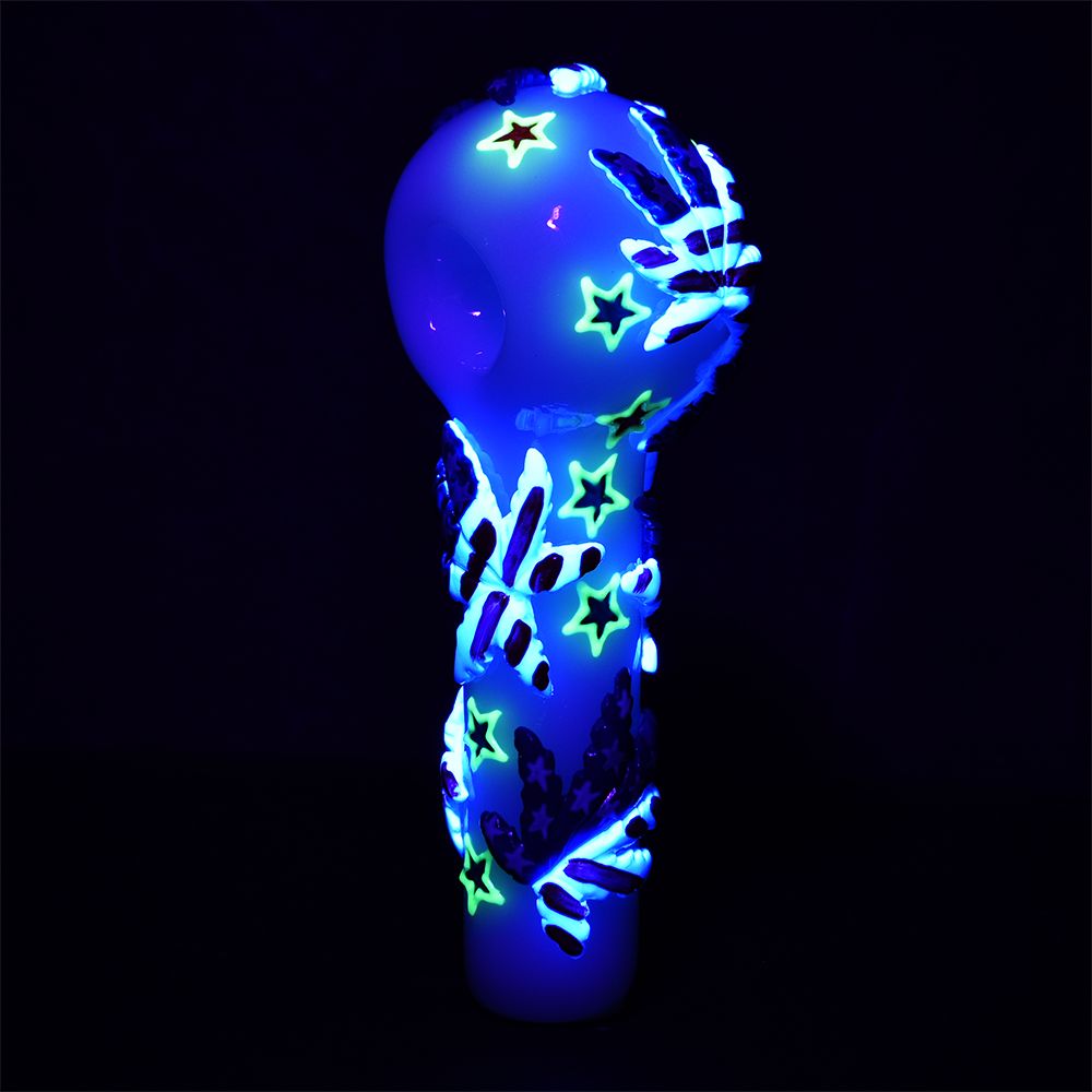 The High Culture Patriot Leaf Glow In The Dark Glass Spoon Pipe - 5"