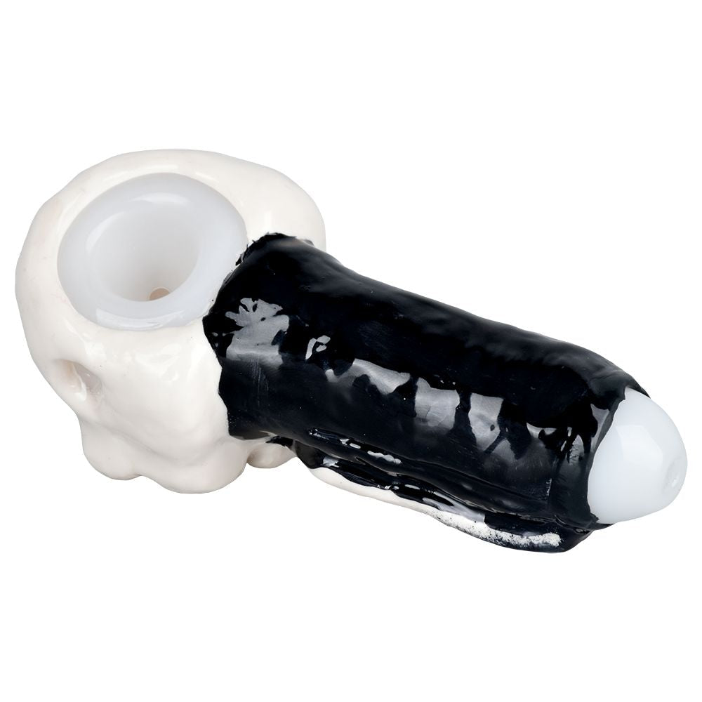 The High Culture Punishing Skull Enamel on Glass Hand Pipe - 5.25"