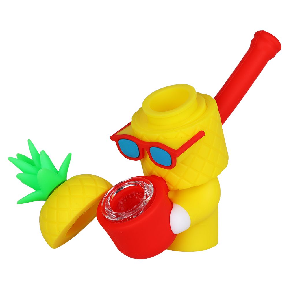 The High Culture Cool Guy Pineapple Secret Stash Silicone Hand Pipe - 4"