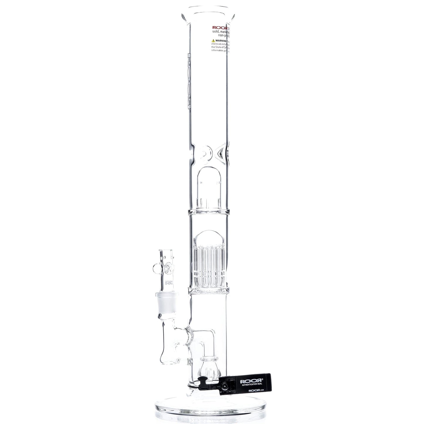 RooR Tech 18" 10 Arm Tree Perc Stemless Straight Waterpipe - WT/BK Logo