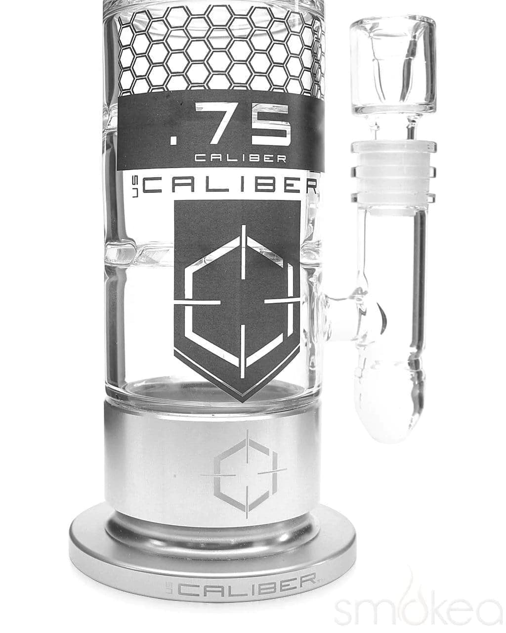 US Caliber .75 Caliber Glass Twin Turbine Perc 13" Water Bong Smoking Pipe - Silver
