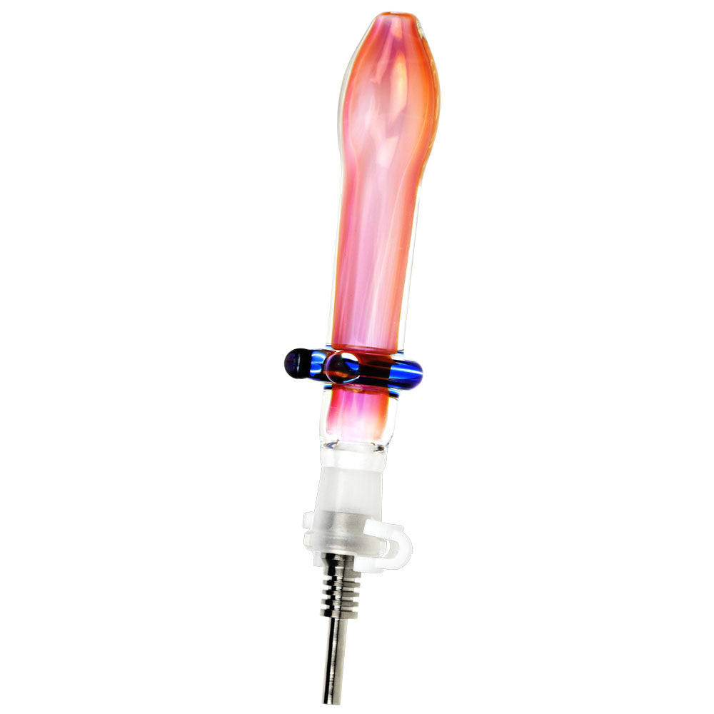Fumed Glass Footed Honey Straw - 5.5" Dabbing Quartz Tip or Titanium Tip