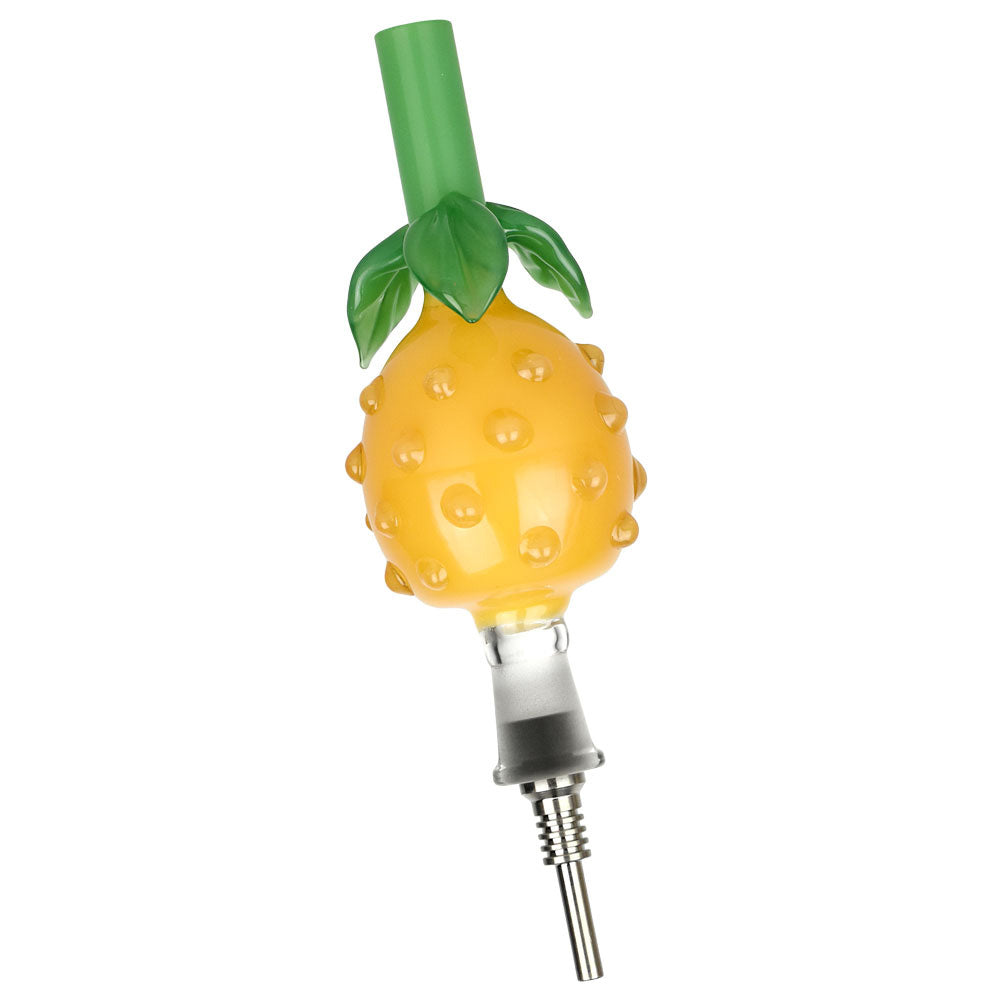 The High Culture Perky Pineapple Glass Honey Straw w/ Titanium Tip - 6"