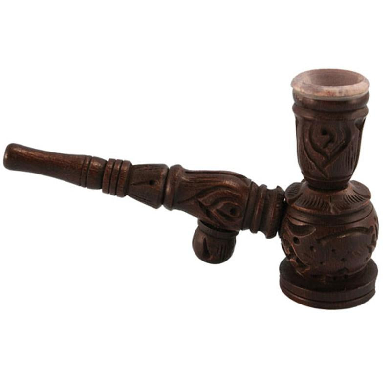 The High Culture Wooden Hukka Pipe w/ Stone Bowl