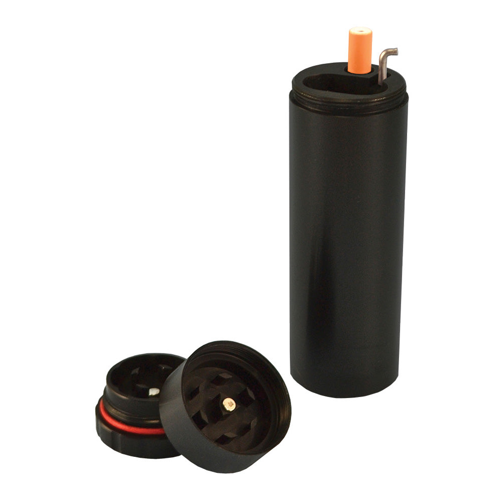 The High Culture All In 1 Metal Smoke Stopper Dugout w/Poker & Grinder - Black