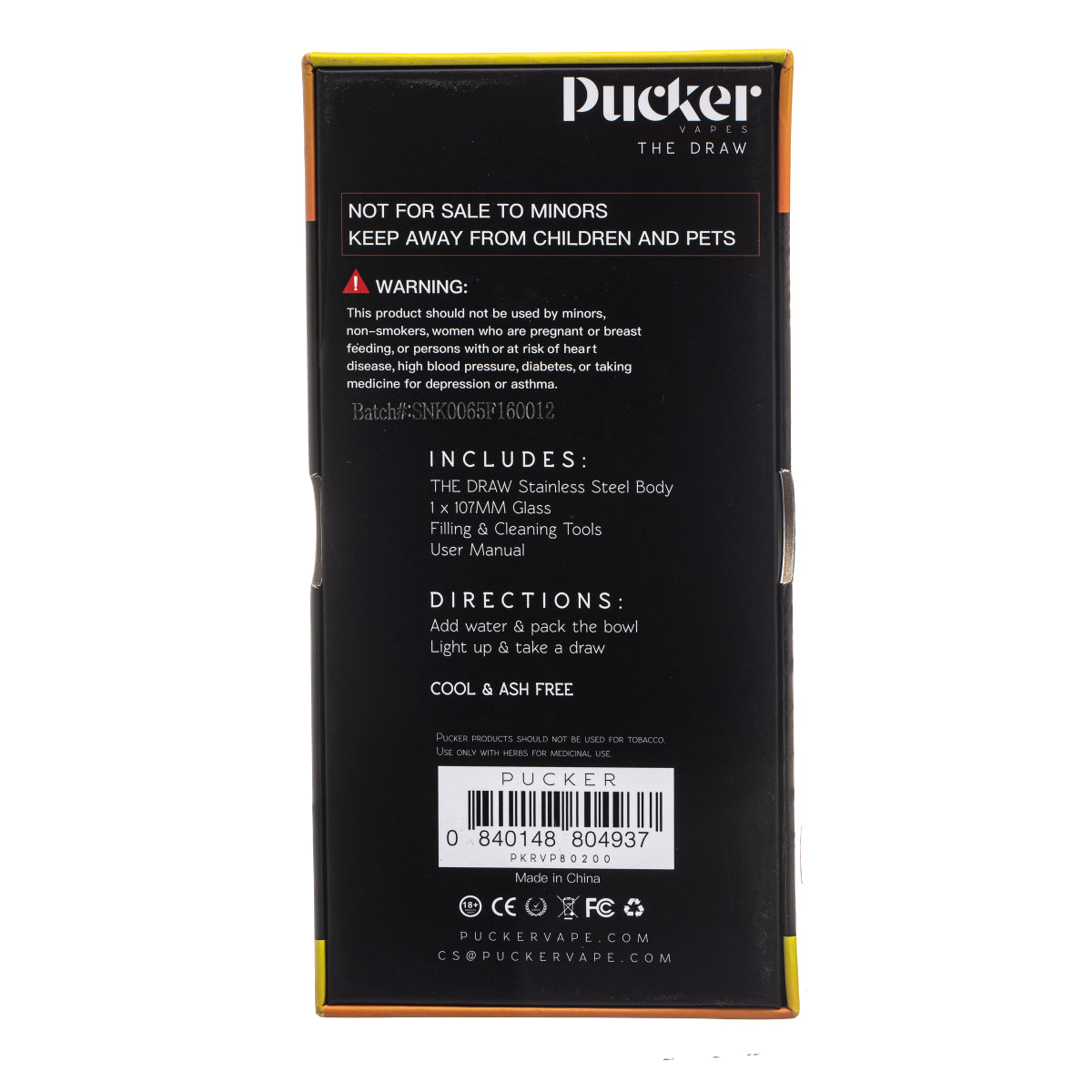 PUCKER "The Draw" Dry Herb Water Pipe - (1 Count)-Vaporizers, E-Cigs, and Batteries