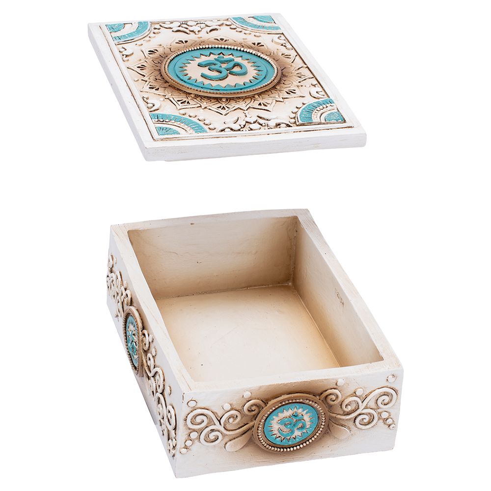 Fujima Om Symbol Tarot Polyresin Stash Box - 5.5"x4"