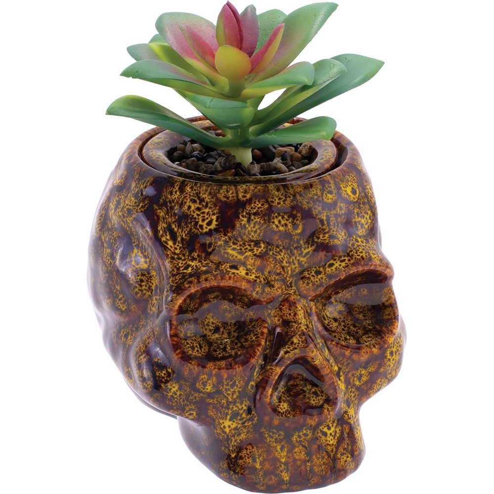Fujima Skull Planter Reactive Glaze Ceramic Stash Jar | 4.5"