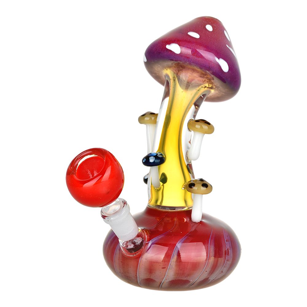 The High Culture Mushroom Collective Bent Neck Glass Water Pipe - 5.25" / 10mm F