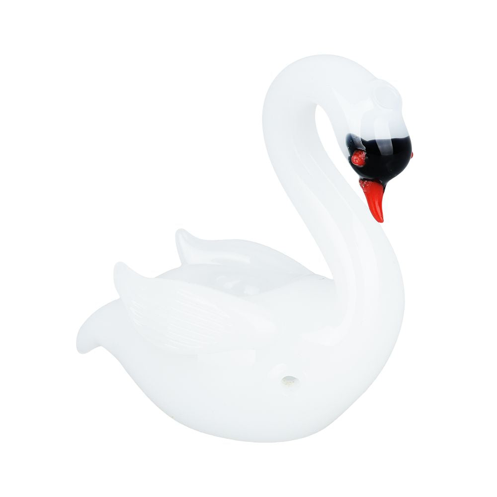 The High Culture White Swan Glass Hand Pipe - 3"