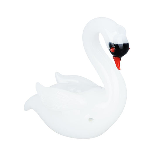 The High Culture White Swan Glass Hand Pipe - 3"