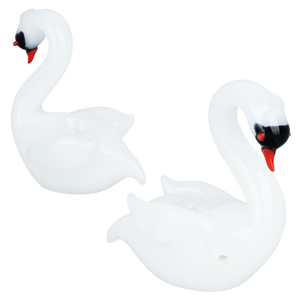 The High Culture White Swan Glass Hand Pipe - 3"
