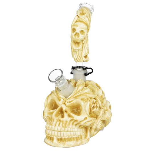 The High Culture Skull Pile Sugar Skull Glass Water Pipe - 9.5" / 19mm F