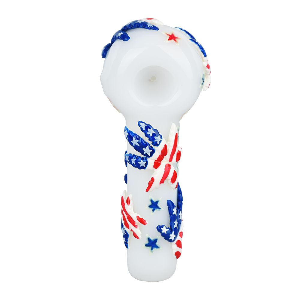 The High Culture Patriot Leaf Glow In The Dark Glass Spoon Pipe - 5"