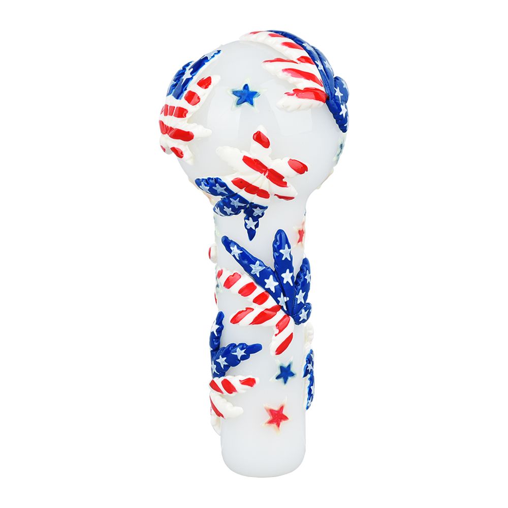 The High Culture Patriot Leaf Glow In The Dark Glass Spoon Pipe - 5"