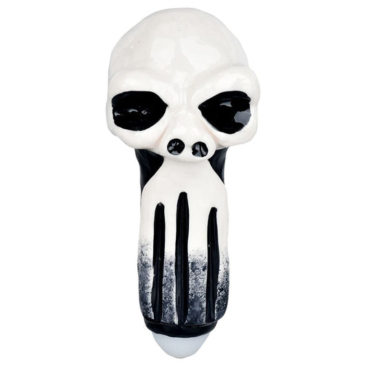 The High Culture Punishing Skull Enamel on Glass Hand Pipe - 5.25"
