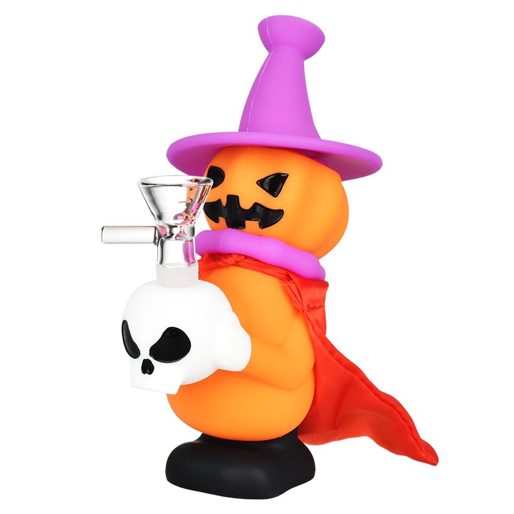 The High Culture Pumpkin Witch Silicone Water Pipe - 6.5" / 14mm F