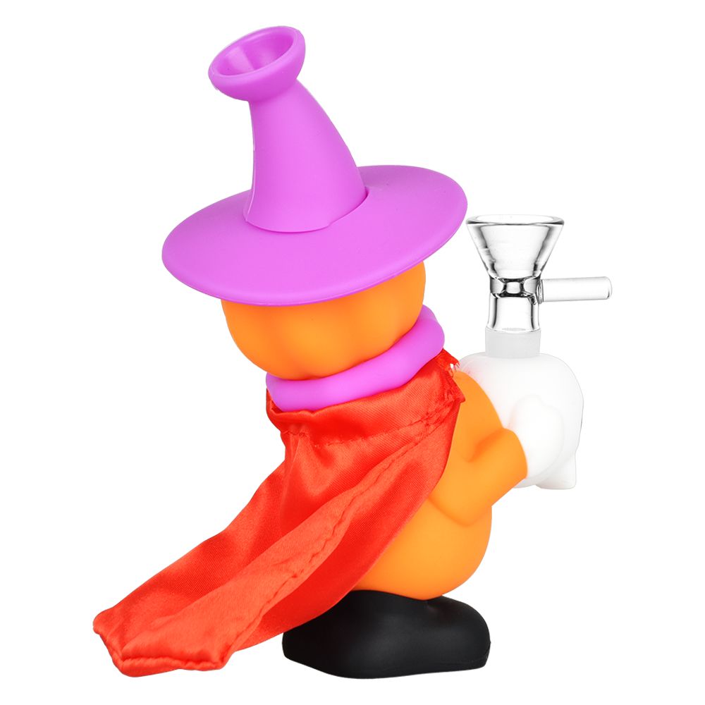 The High Culture Pumpkin Witch Silicone Water Pipe - 6.5" / 14mm F