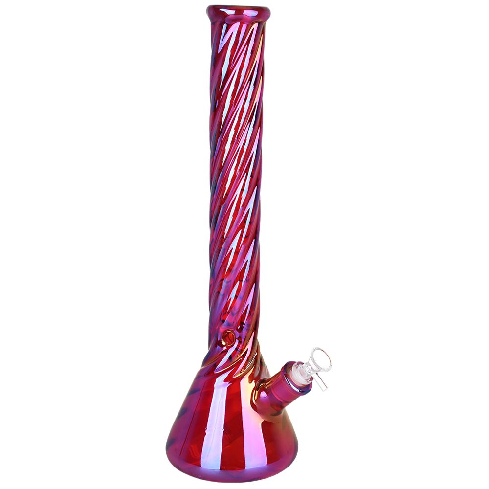 The High Culture Red Spiral Neck Glass Beaker Water Pipe | 14mm F