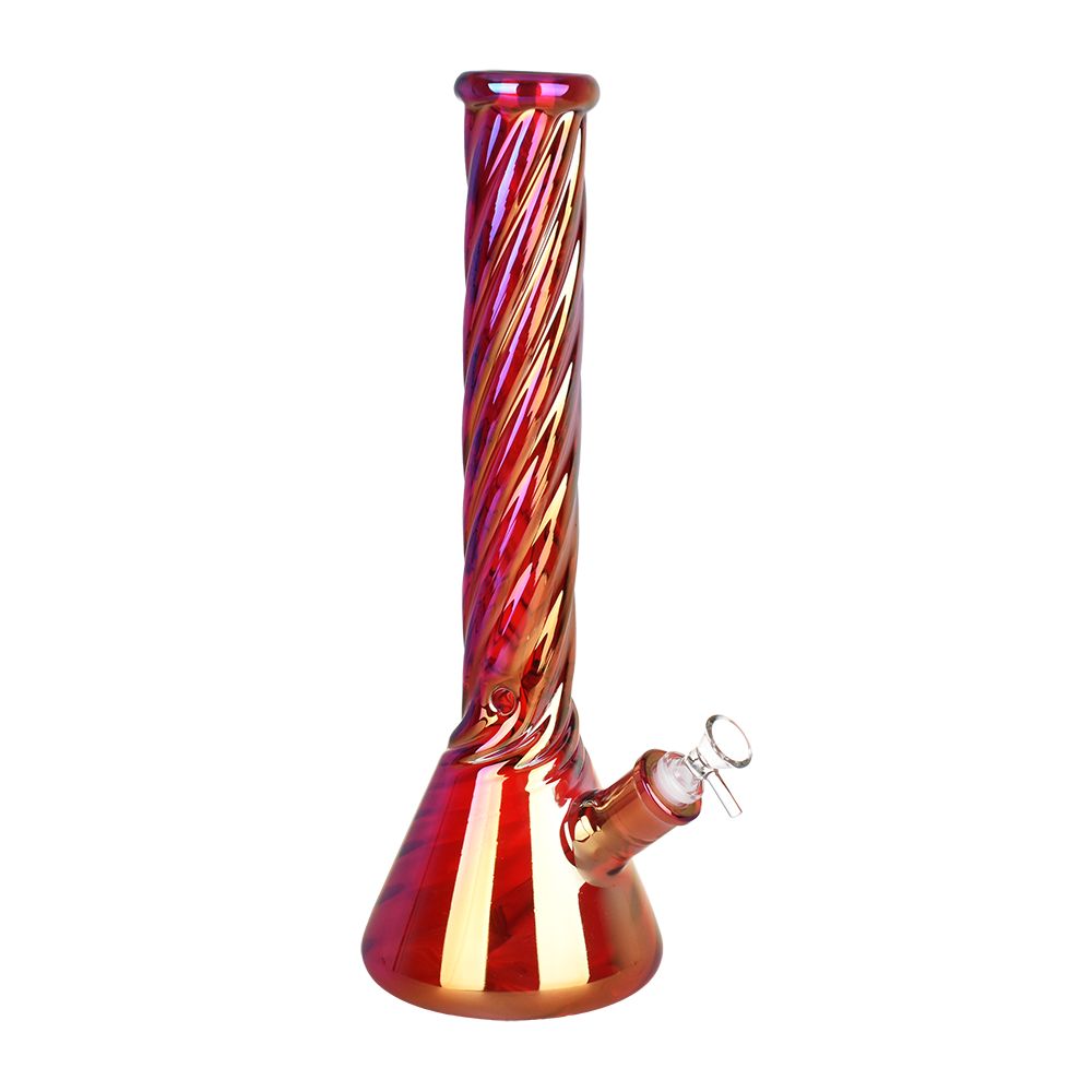 The High Culture Red Spiral Neck Glass Beaker Water Pipe | 14mm F