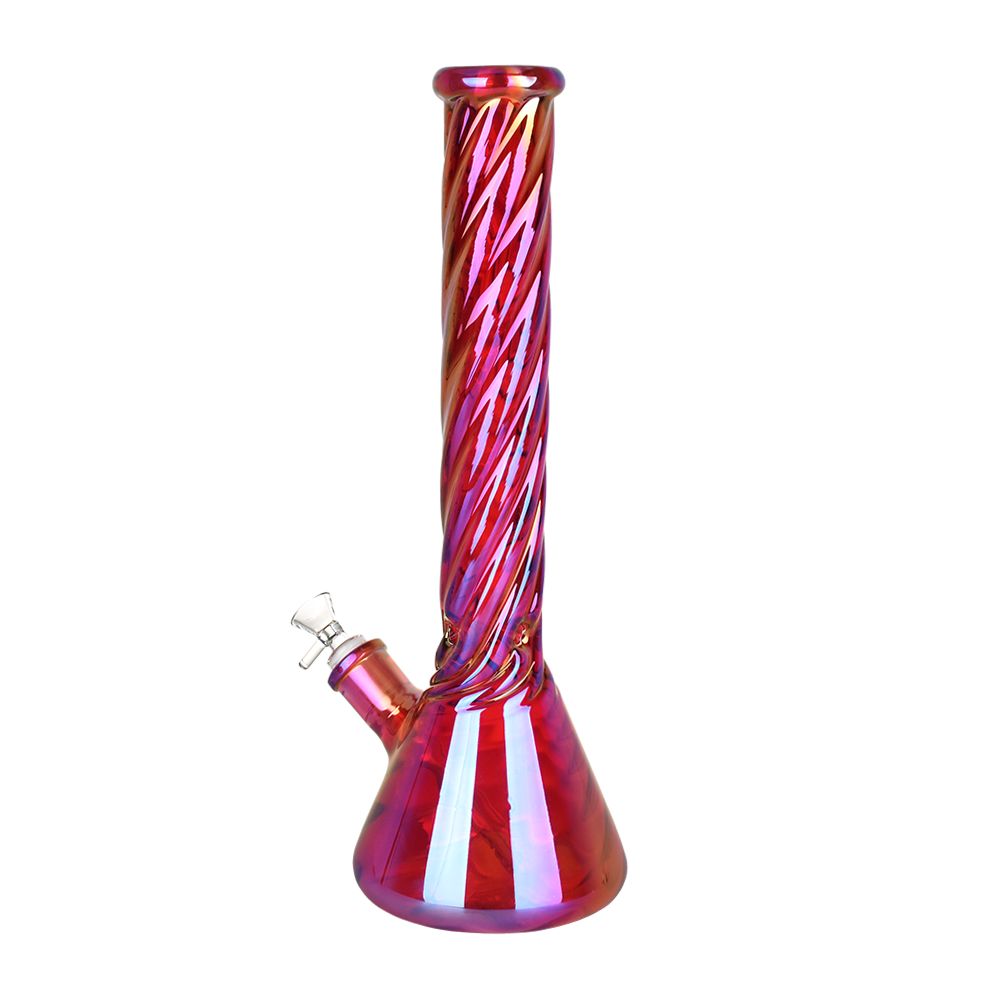 The High Culture Red Spiral Neck Glass Beaker Water Pipe | 14mm F