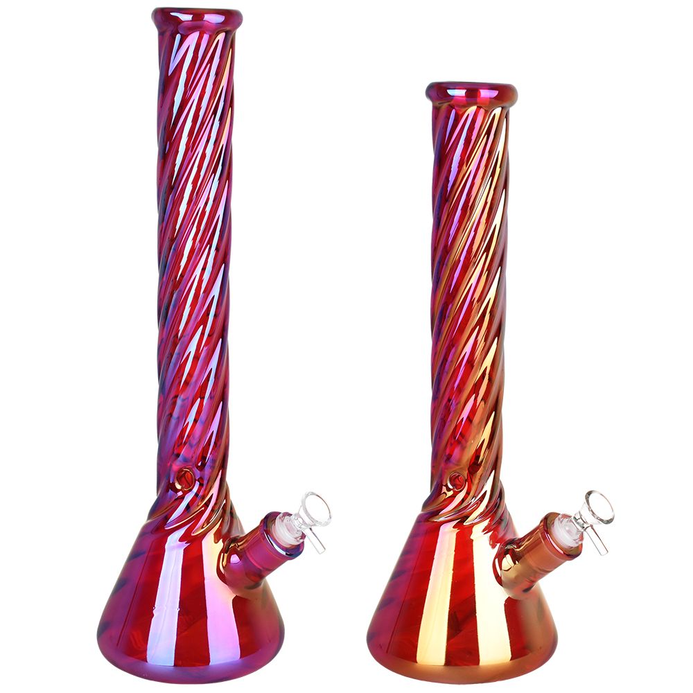 The High Culture Red Spiral Neck Glass Beaker Water Pipe | 14mm F