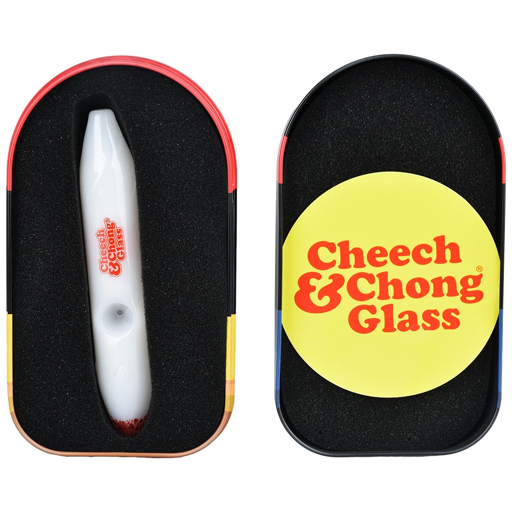 Cheech & Chong Labrador Joint Glass Hand Pipe in Collectible Tin Case - 5.75"