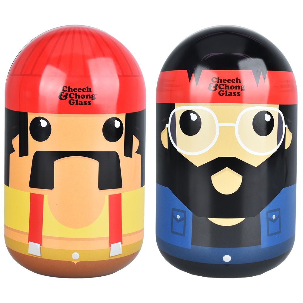 Cheech & Chong Labrador Joint Glass Hand Pipe in Collectible Tin Case - 5.75"