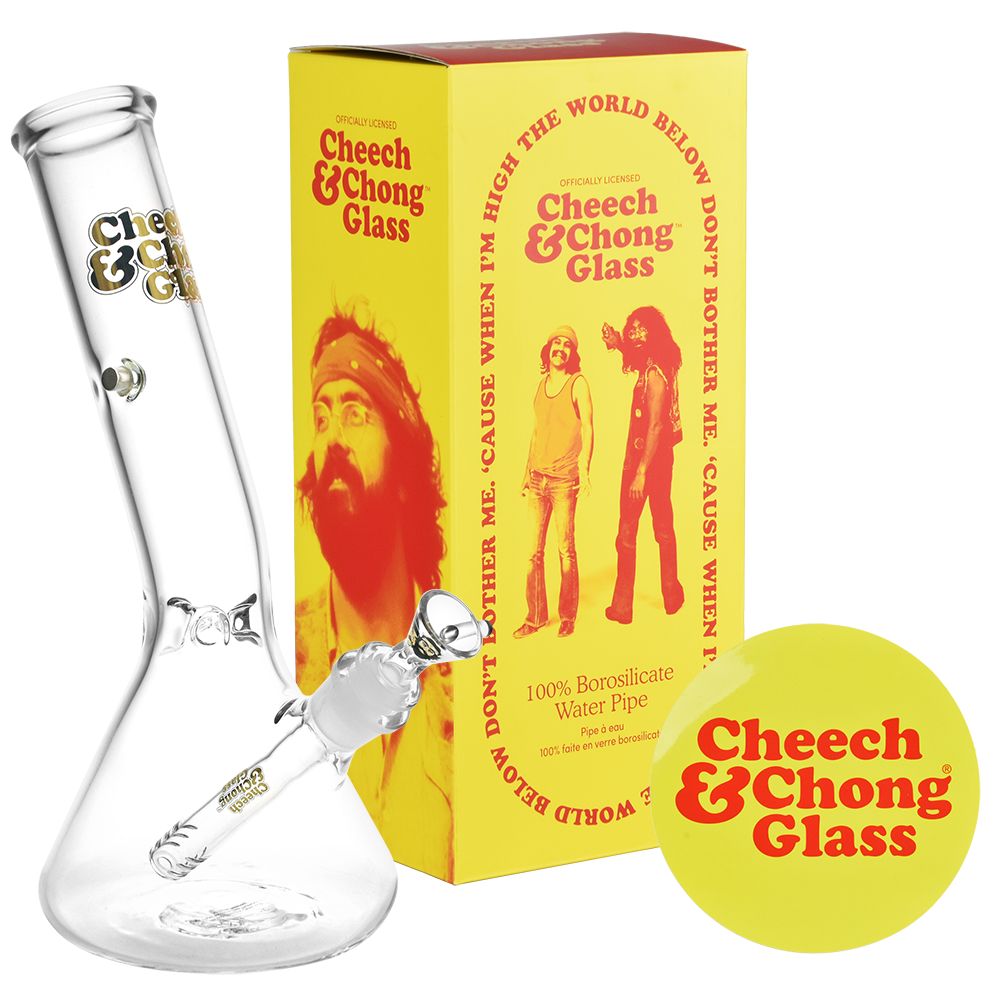 Cheech & Chong Glass Basketball Jones Chillax Beaker Water Pipe | 12" | 14mm F | Licensed Gift Box Included