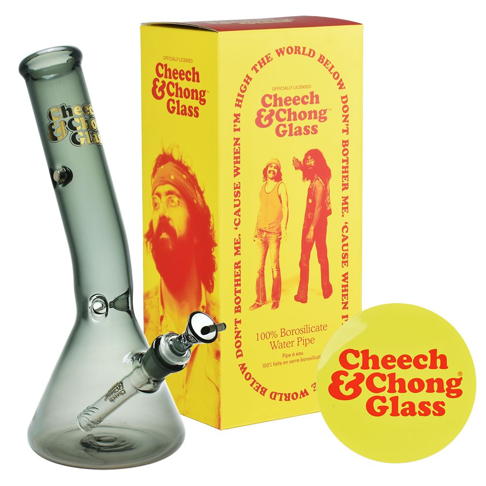 Cheech & Chong Glass Basketball Jones Chillax Beaker Water Pipe | 12" | 14mm F | Licensed Gift Box Included