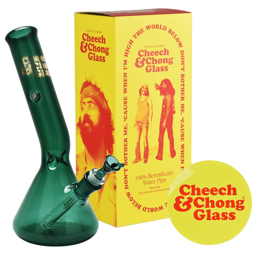 Cheech & Chong Glass Basketball Jones Chillax Beaker Water Pipe | 12" | 14mm F | Licensed Gift Box Included