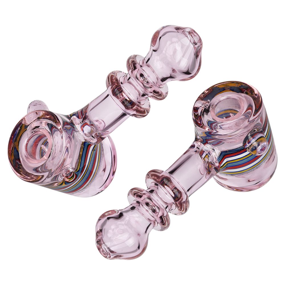 The High Culture Slime Marble Striped Hammer Glass Hand Pipe - 4.75"