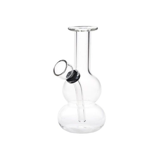 The High Culture Itty Bitty Double Bubble Glass Water Pipe - 4.75" / Clear