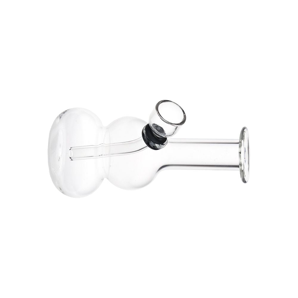 The High Culture Itty Bitty Double Bubble Glass Water Pipe - 4.75" / Clear