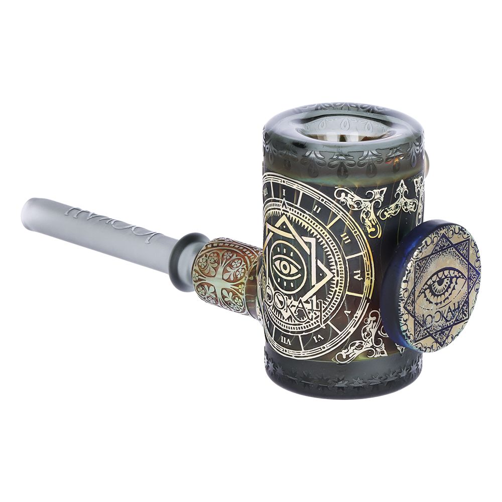 Lookah Glass Sacred Eye Black Etched Hammer Glass Hand Pipe - 7"
