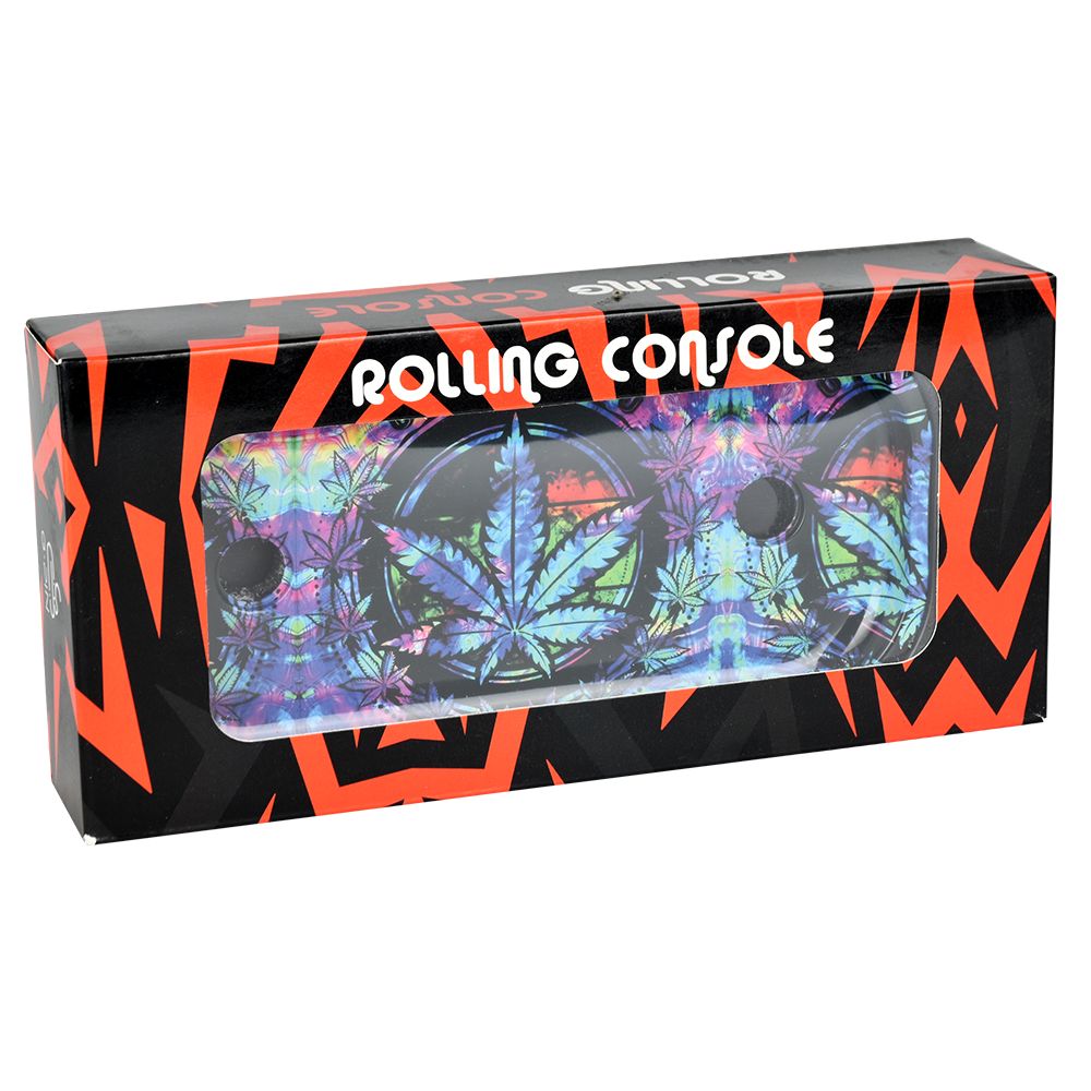 Elevated Metal Rolling Tray & Cone Loader Kit - Tie Dye Leaf / 9.25"x4.2"