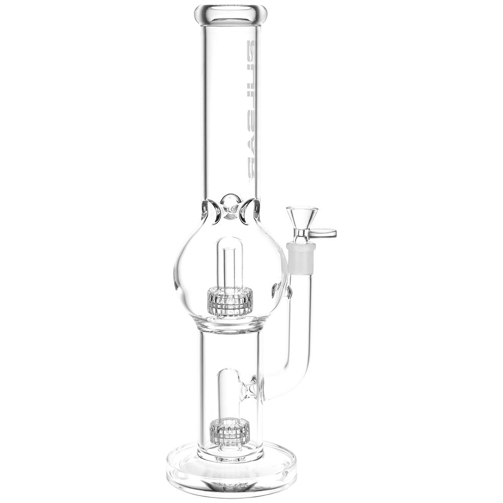 Pulsar Double Chamber Bubble Glass Water Pipe - 14" / 14mm F / Clear
