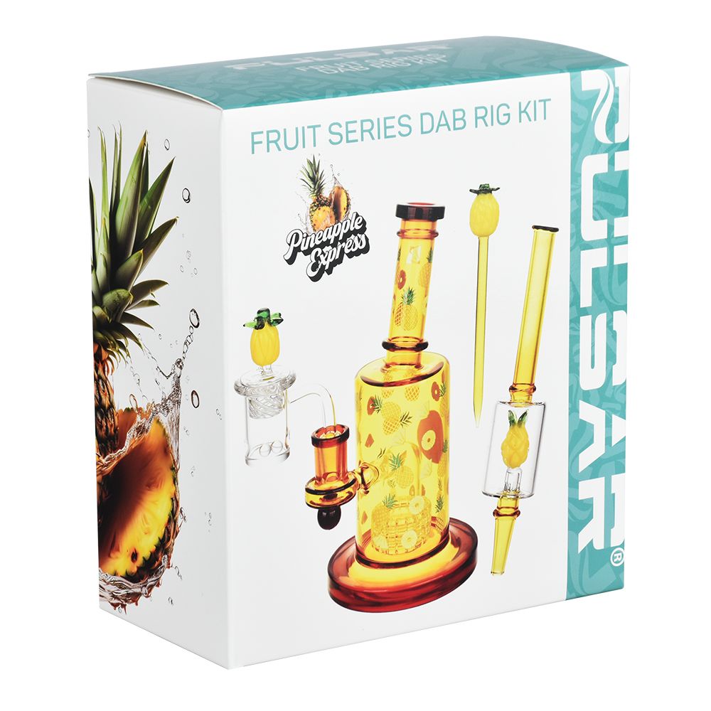 Pulsar Fruit Series Pineapple Express Glow In The Dark Dab Rig Kit - 8" / 14mm F