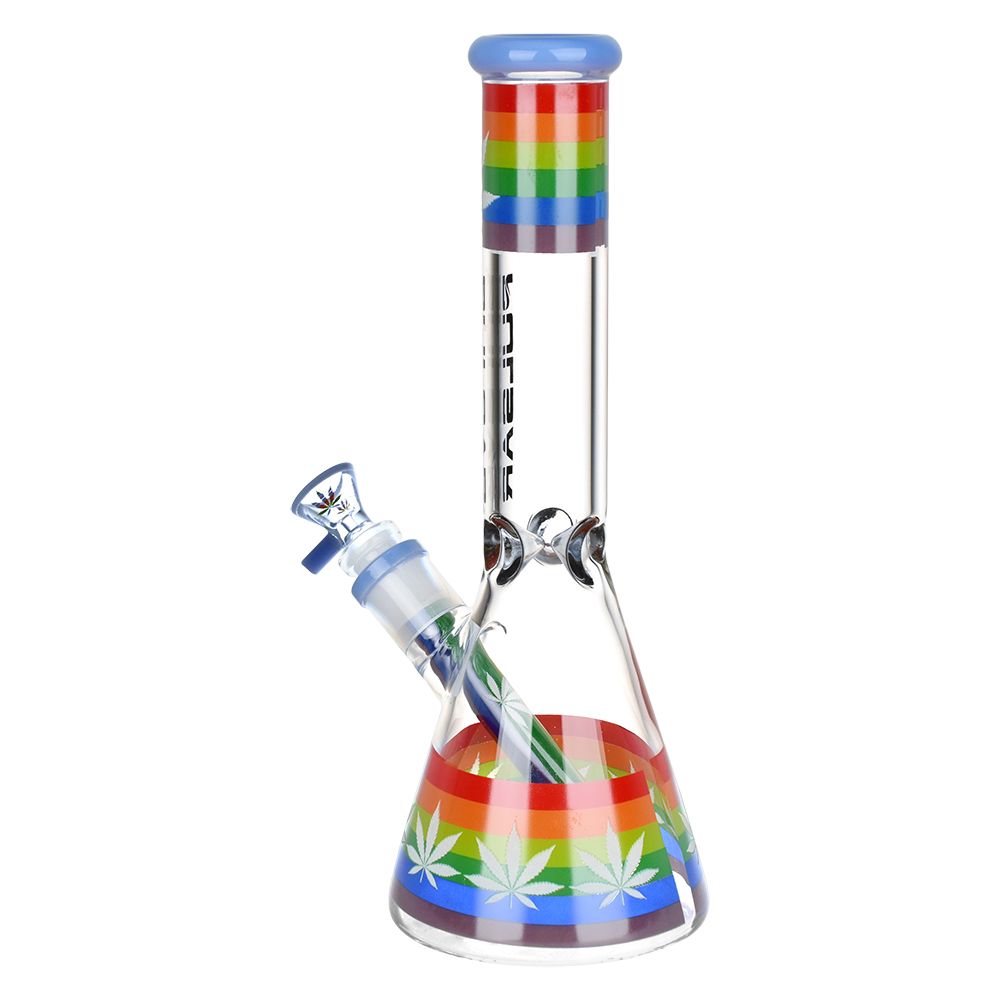 Pulsar Rainbow Pride Glow Glass Beaker Water Pipe - 10" / 14mm F