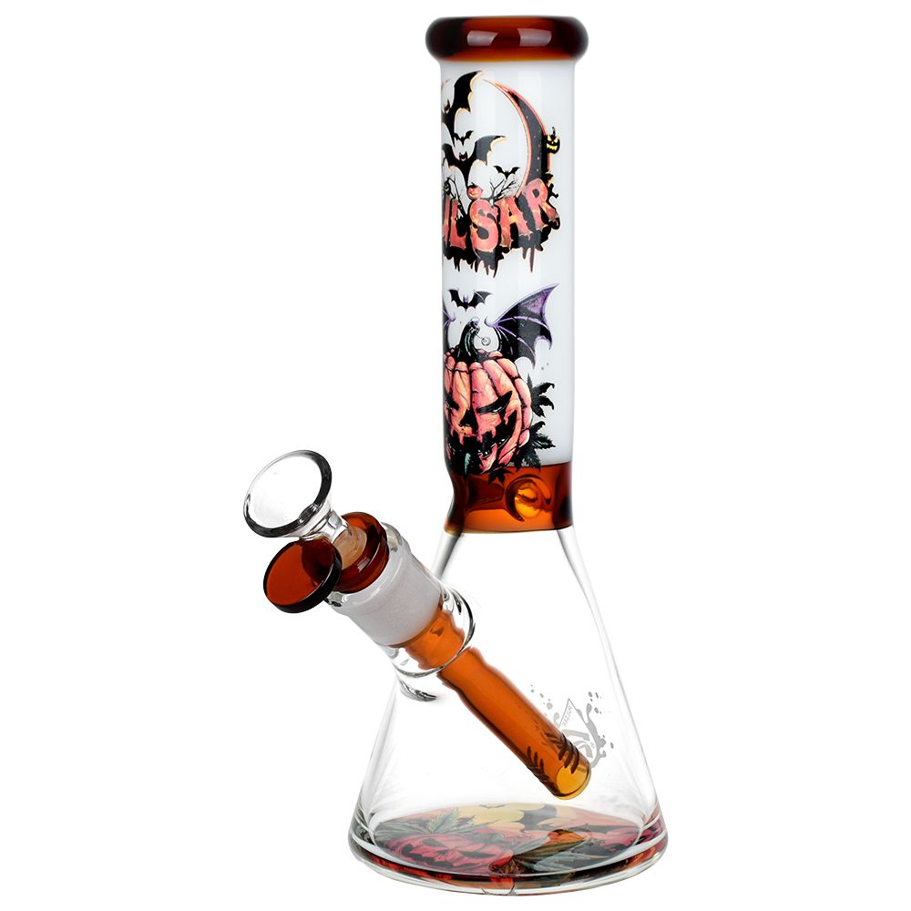 Pulsar Halloween Scene Beaker Glass Water Pipe - 9.5" / 14mm F