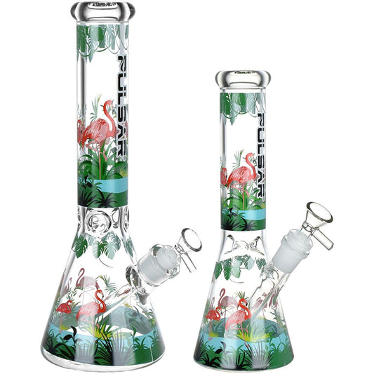 Pulsar Chillin' Flamingos Glass Beaker Water Pipe | 14mm F