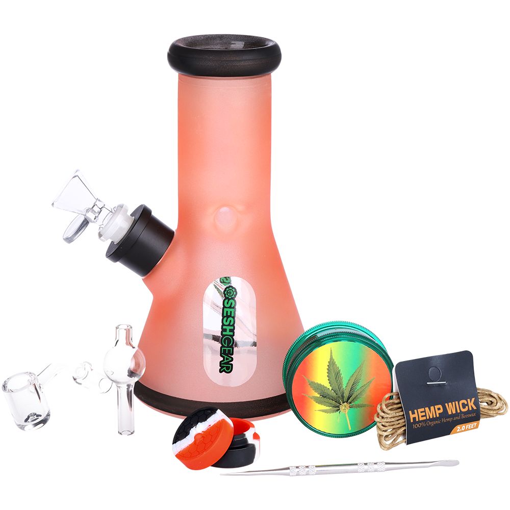 SeshGear Glass Beaker Water Pipe Smokers' Kit | 8" | 14mm F