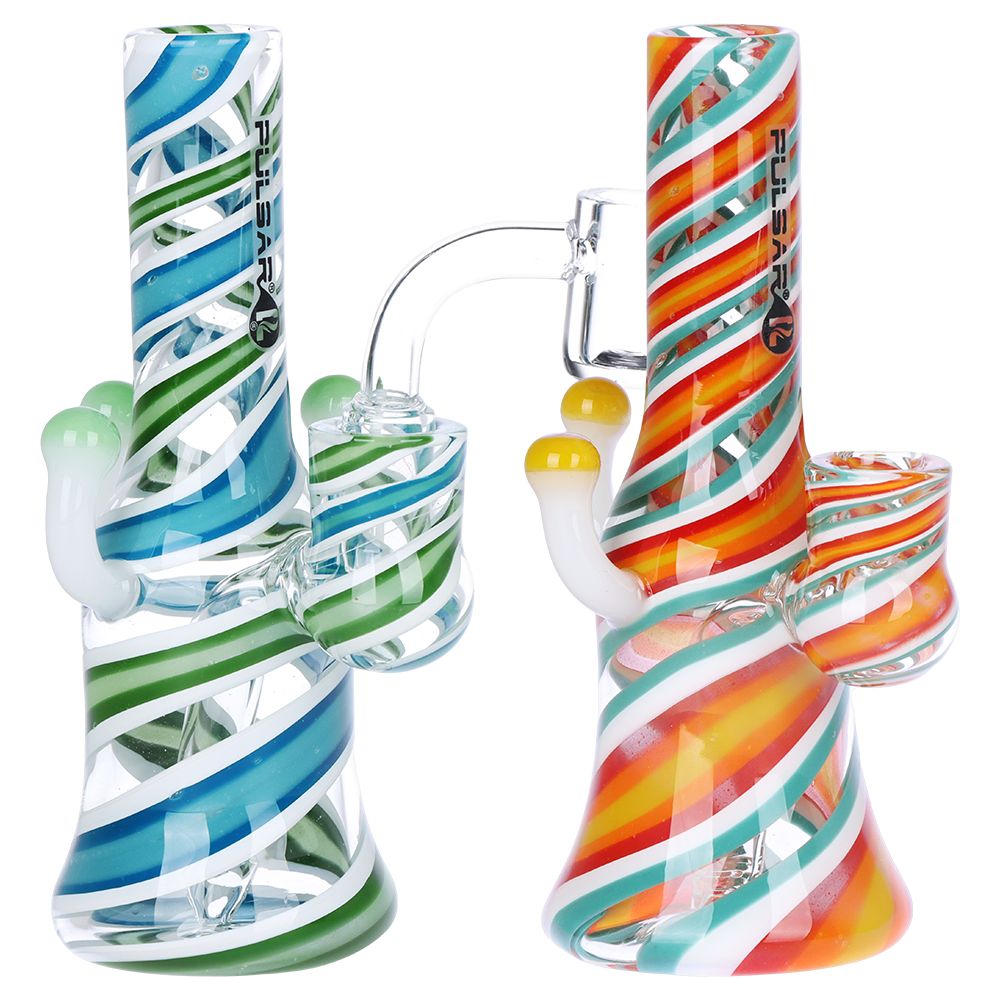 Pulsar Shroom Vision Wig Wag Glass Dab Rig - 5.75" / 14mm F / Colors Vary