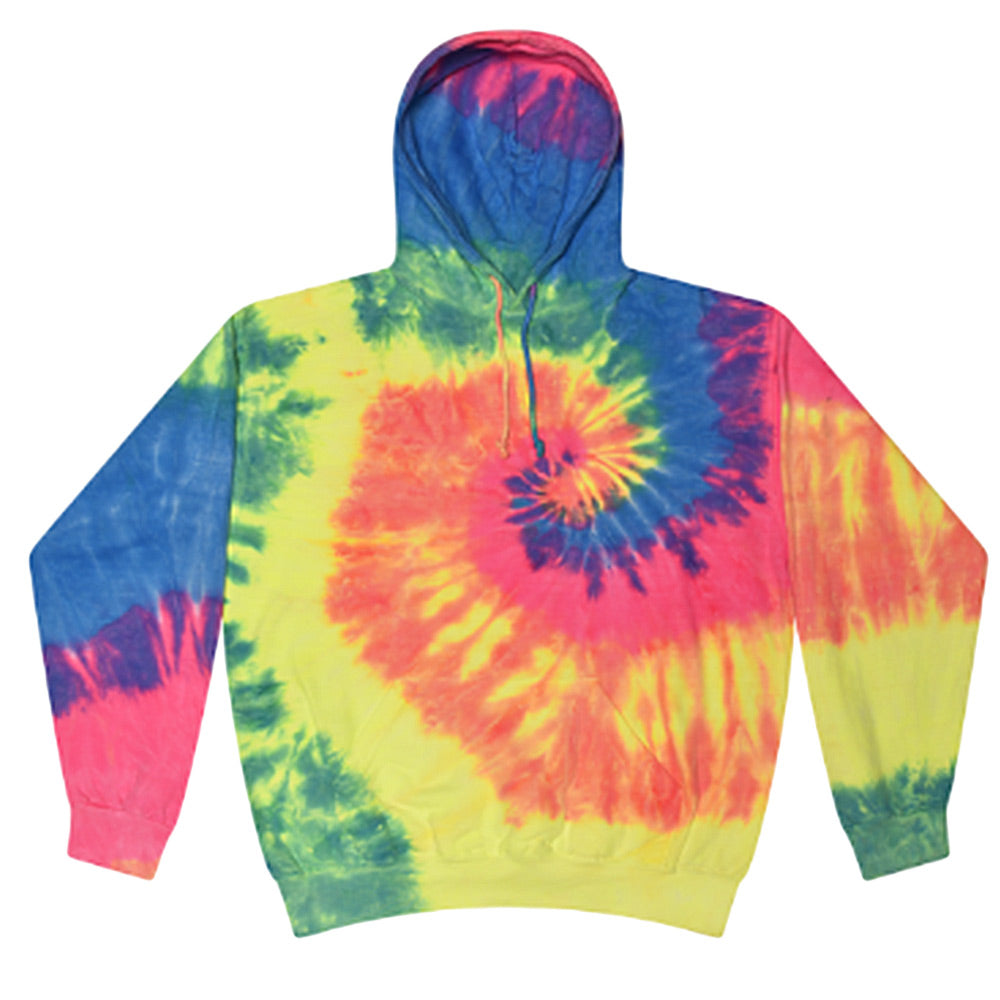 The High Culture Unisex Tie-Dye Pull Over Hoodie | Neon Rainbow
