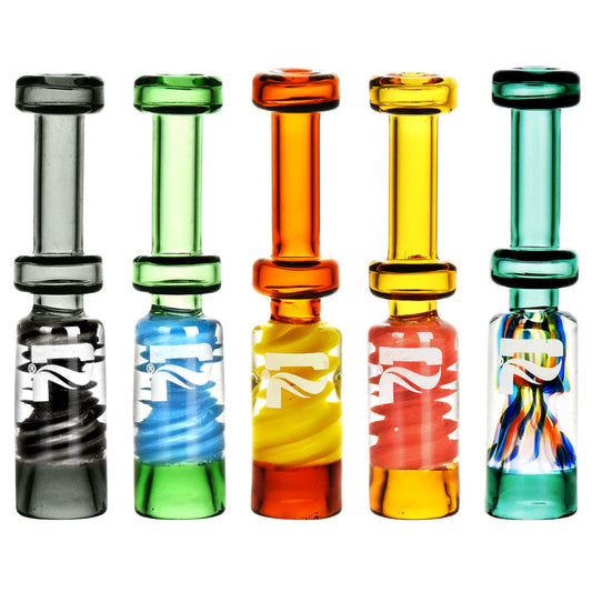 Pulsar Stacked Trippy Chillum - 3.25" / Colors Vary