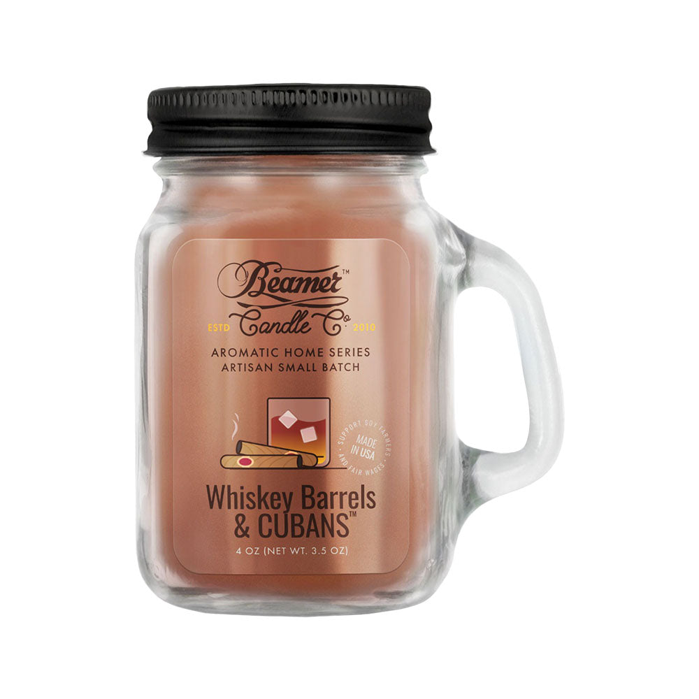 Beamer Candle Co. Mason Jar Candle | Whiskey Barrels & Cubans