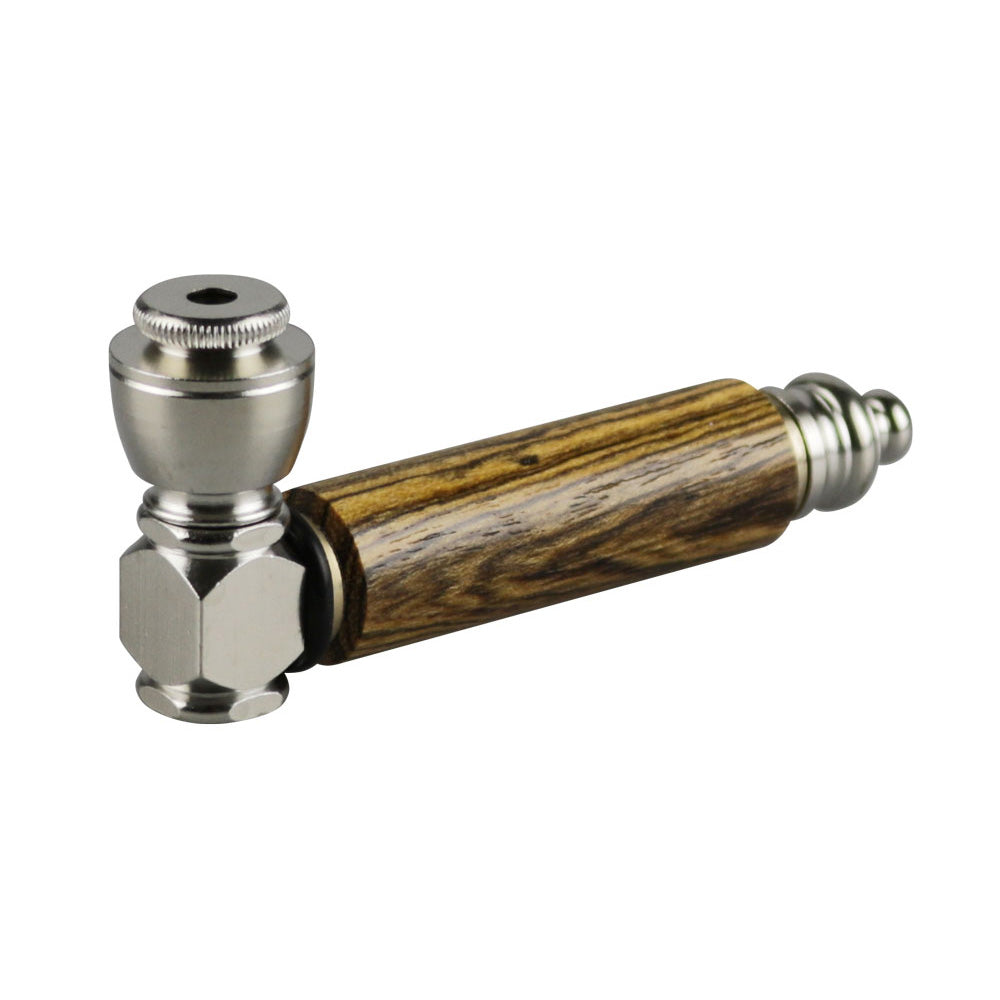 Exotic Wood & Stainless Steel Hand Pipe | Small