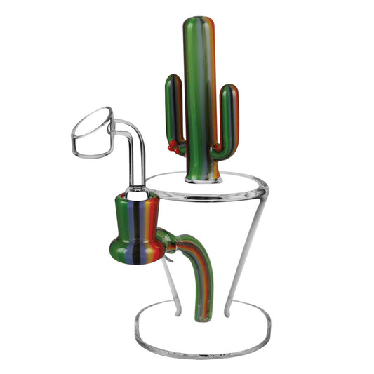 The High Culture Cactus UV Waterpipe - 6" / 14mm Female illuminate under a blacklight